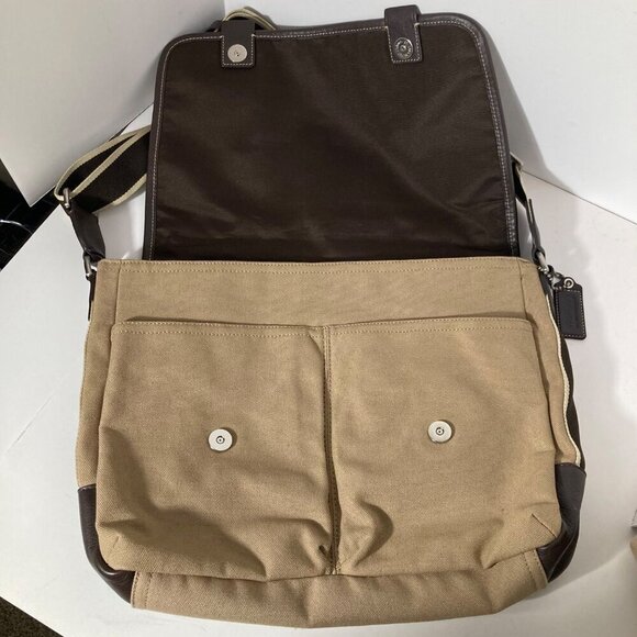 Womens Coach Heritage Web Messenger Bag Canvas Leather A1260-F70587 11 x 14" - Picture 2 of 11